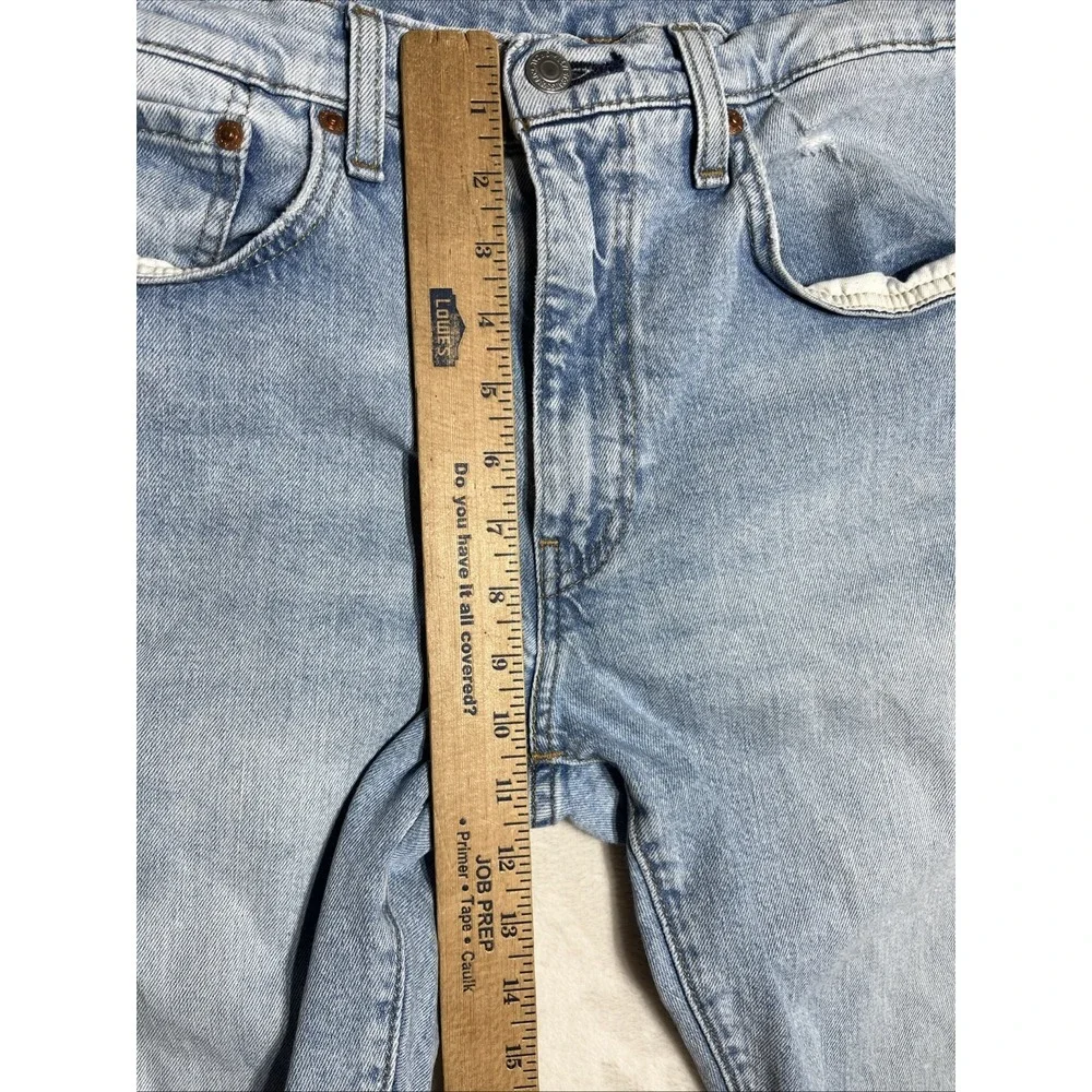 Levis Premium 502 Jeans Mens 34x32 (34x30)Light Wash Blue Tapered Stretch Denim